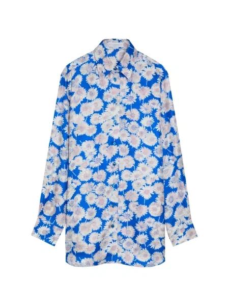 Lung cămașă Stella Mccartney cu model floral cu imagine albastru