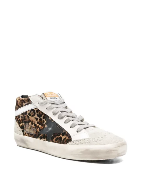 Sneakerși Golden Goose Mid Star cu imagine cu model leopard gri