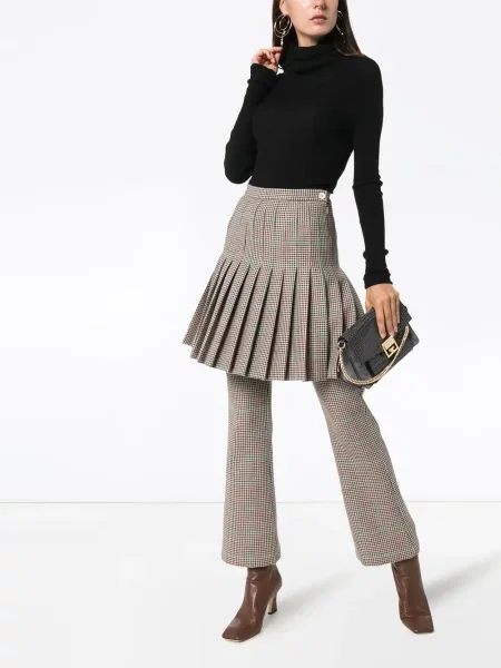 Fusta mini Off-white în carouri alb