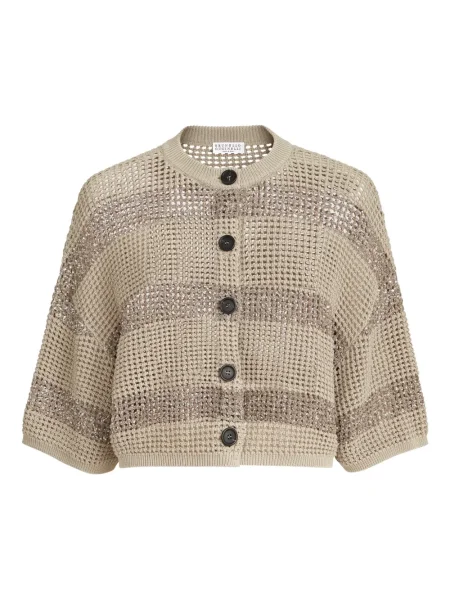 Kardigan Brunello Cucinelli w paski o krotszym kroju