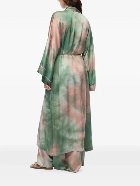 Lung palton Pinko din satin cu gradient verde
