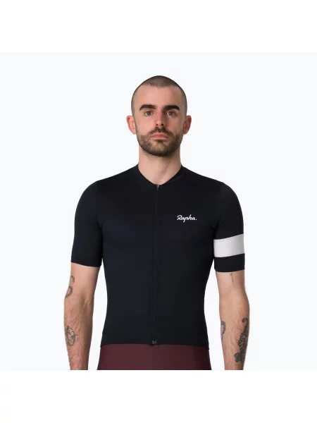 Tricou de ciclism pentru bărbați Rapha Core Lightweight Jersey black/white alb