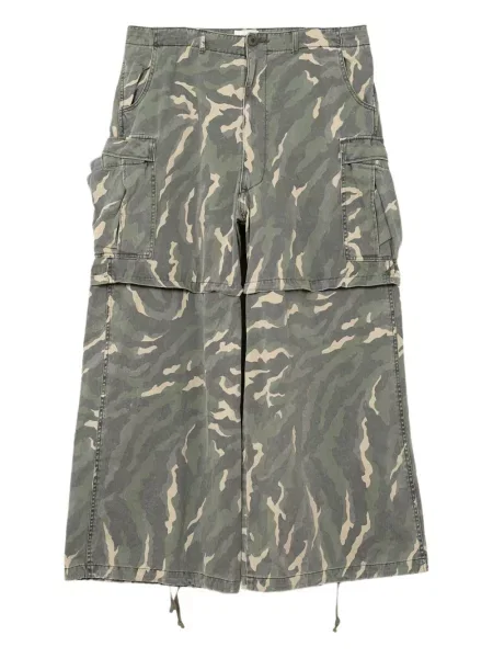 Pantaloni cargo Kamiya cu model camuflaj verde