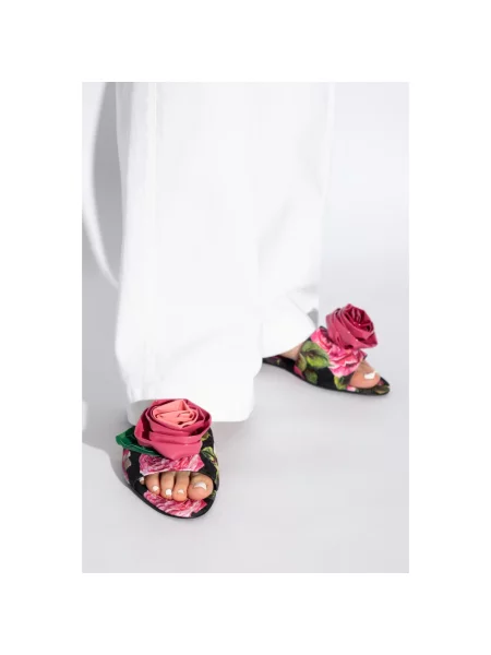 Lniane klapki Dolce And Gabbana różowe