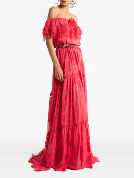 Rochie Etro cu model floral din jacard de costum roșu
