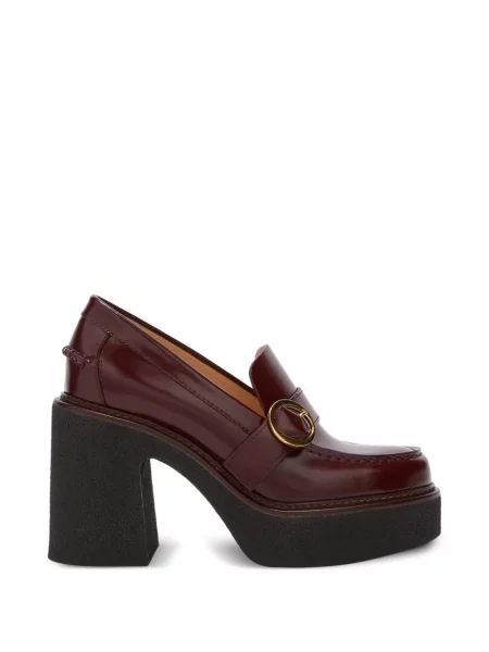 Kožne loaferice Odissì s platformom crvena