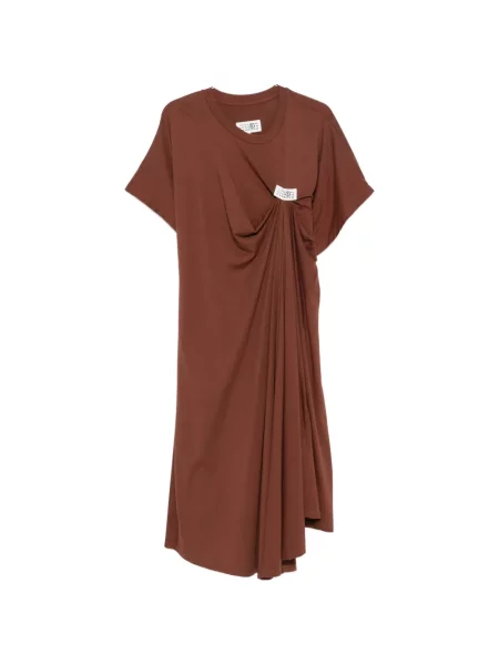 Rochie midi Mm6 Maison Margiela cu autograf maro