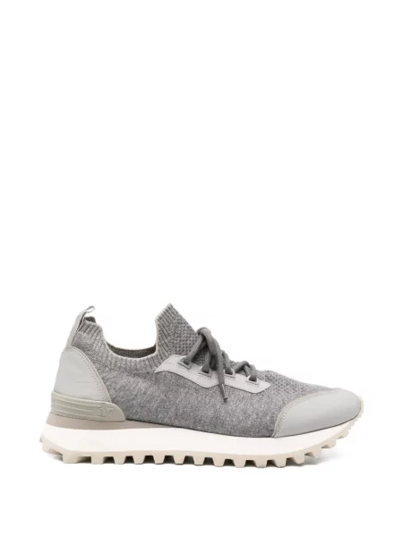 Sneakerși Eleventy cu șireturi din dantelă gri