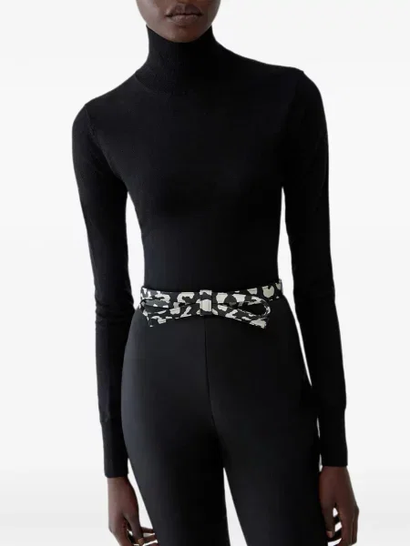 Curea Carolina Herrera cu funde cu model leopard negru