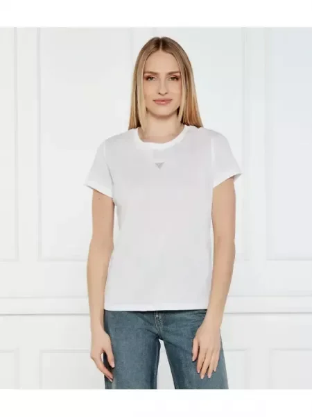 GUESS Tricou | Longline Fit alb