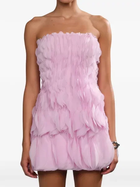 Rochie mini Amur cu volane fără bretele roz