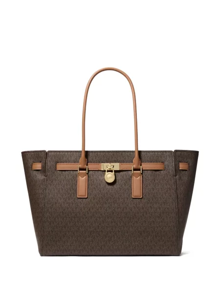 Geantă shopper Michael Michael Kors cu autograf maro