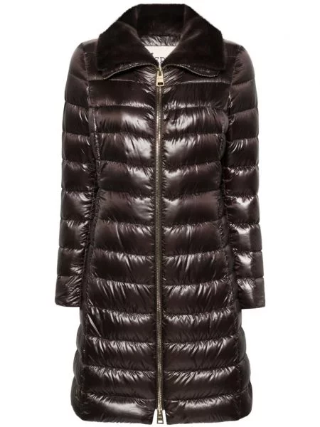 Gulerat blană palton de blană Herno maro