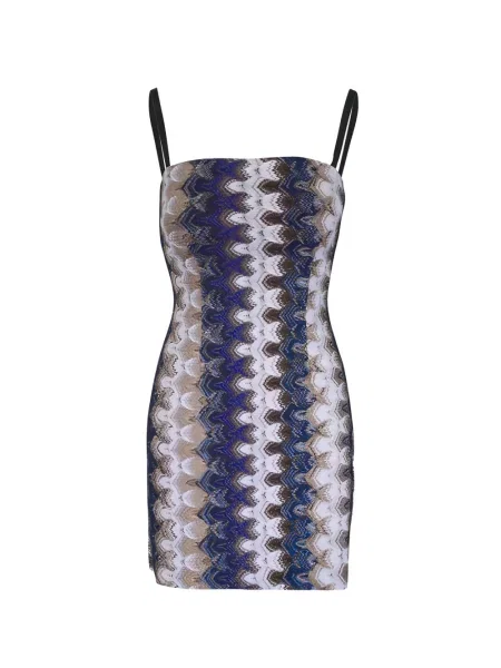 Rochie mini Missoni fără mâneci tricotate albastru