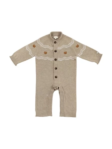 Donsje kombinezon za bebe od merino vune Guillaume Merino Wool Jumpsuit Bears bež