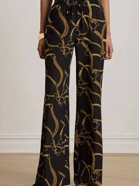 Lauren Ralph Lauren pantaloni wide leg pentru femei negru