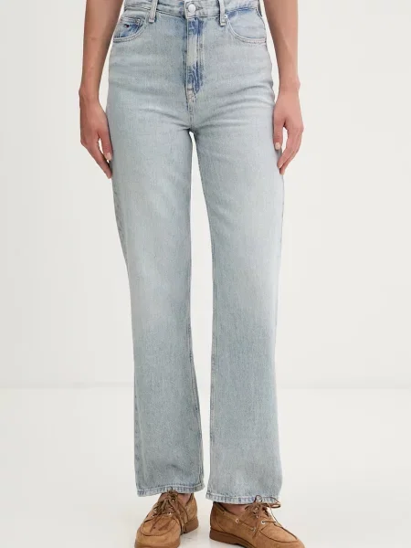 Tommy Jeans blugi straight pentru femei albastru