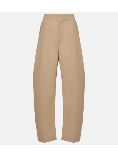 Pantaloni Bottega Veneta din țesătură twill bej