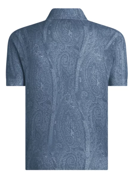 Raštuota polo marškinėliai Etro su paisley raštu mėlyna