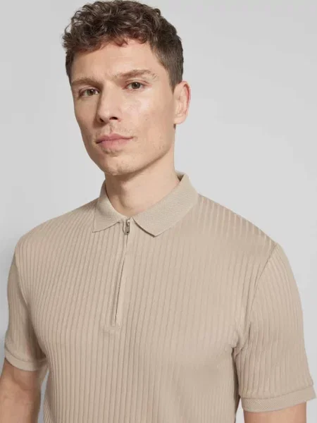 Koszulka polo o kroju regular fit z dodatkiem bawełny Model FAVE' Selected Homme beżowe