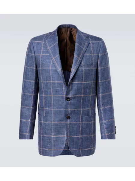 Sacou Kiton de lână în carouri albastru
