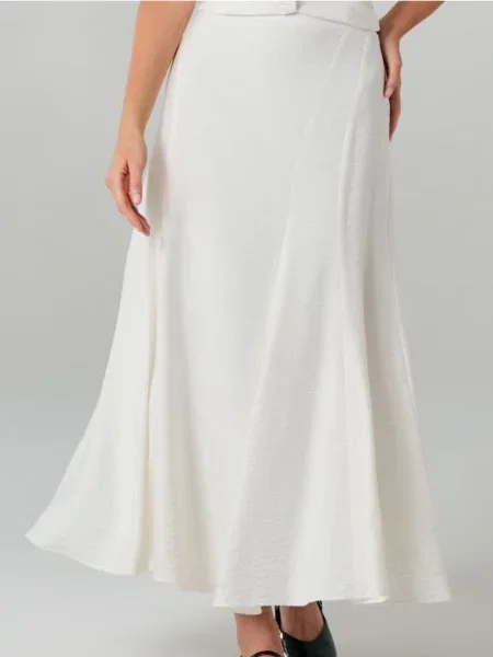 Міді спідниця крою «русалка» з декоративними швами кремовий