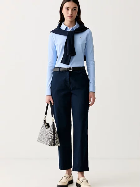 Tommy Hilfiger Hlače z bombažem modra