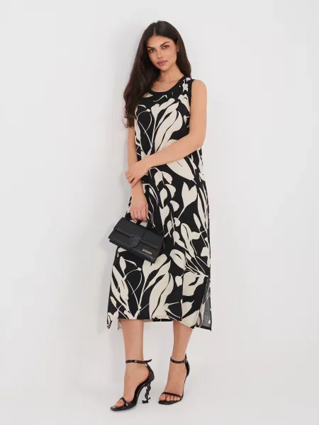 Rochie Sublevel cu model floral negru