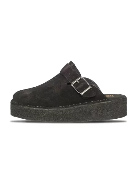 Klapki mules Clarks skórzane na koturnie czarne