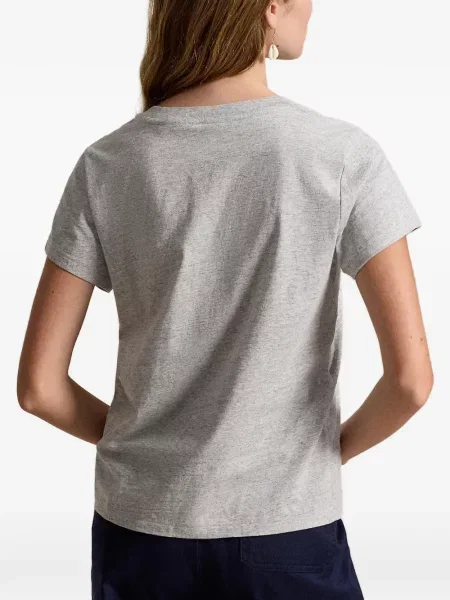 Πλεκτό πουκάμισο Polo Ralph Lauren με κέντημα με λαιμόκοψη v λευκό