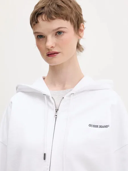 Однотонный свитер Guess Jeans с капюшоном белый