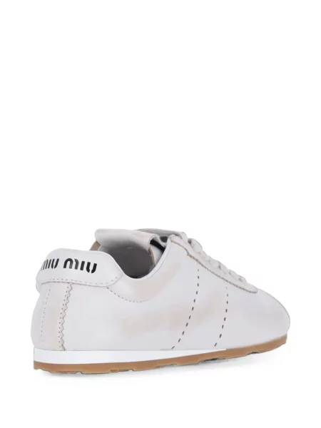 Sneakerși Miu Miu din piele de căprioară alb