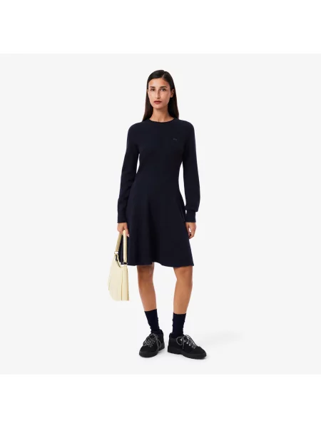 Lacoste Krótka Wełniana Sukienka Bez Szwów niebieska