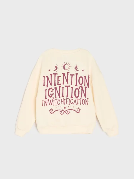 Sinsay Mikina crewneck s bavlnou Hexed krémová