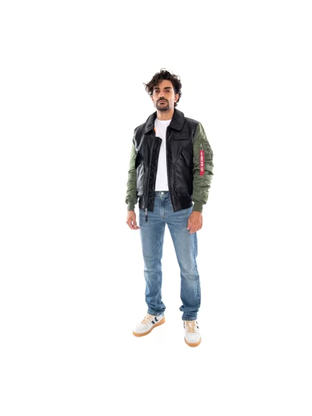 Kurtka skórzana Alpha Industries czarna