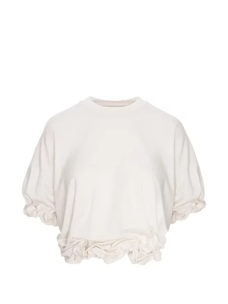 Tricou Seen Users cu volane alb