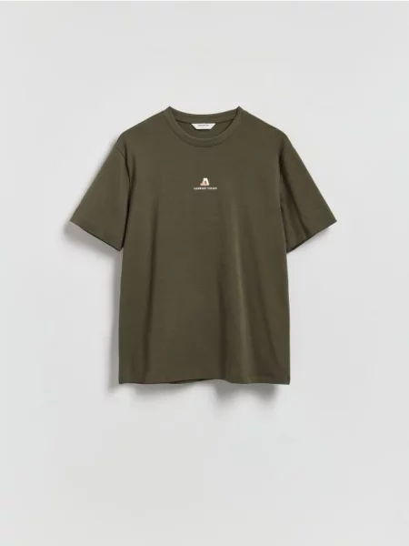 Reserved Tricou comfort fit cu imprimeu verde-metalizat verde