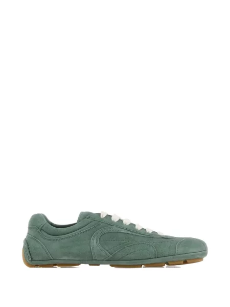 Sneakerși Prada din piele de căprioară verde
