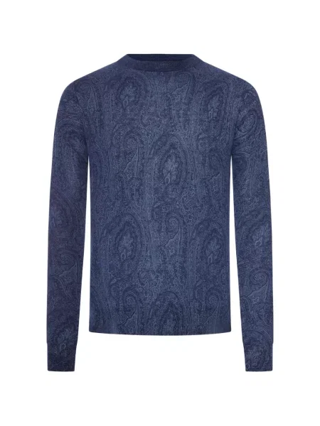 Lung pulover Etro cu imagine cu model paisley albastru