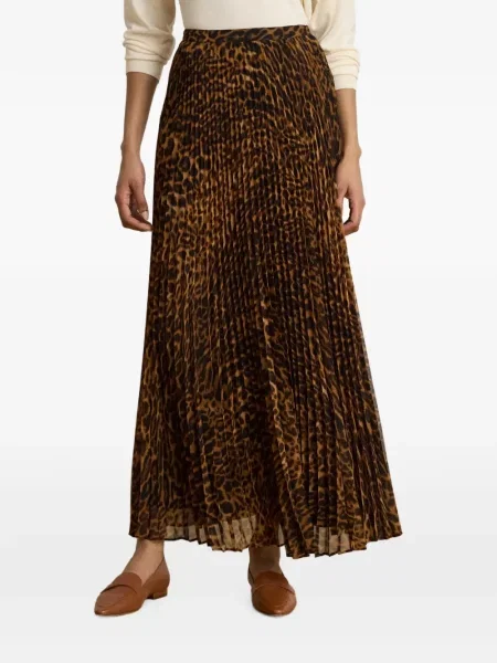 Fustă midi Lauren Ralph Lauren cu model leopard maro