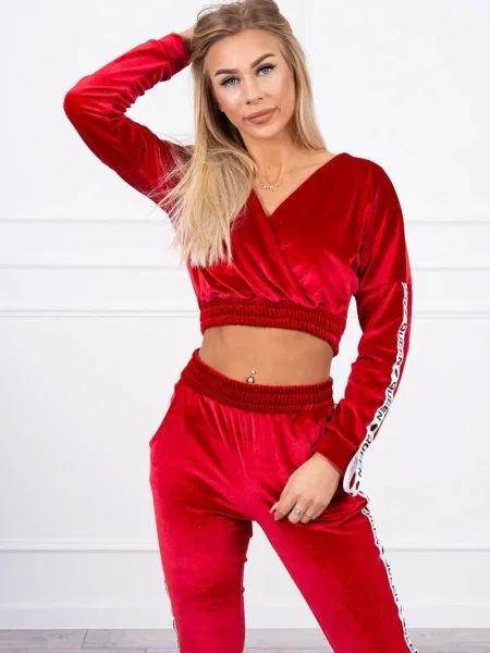 Trening Kesi din velur roșu