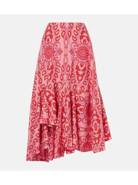 Fustă midi Etro cu model paisley până la genunchi roz