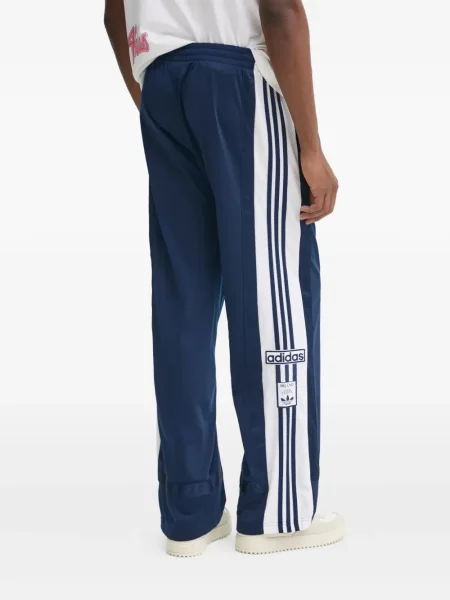 Pantaloni palazzo Adidas cu dungi plisat cu imagine albastru