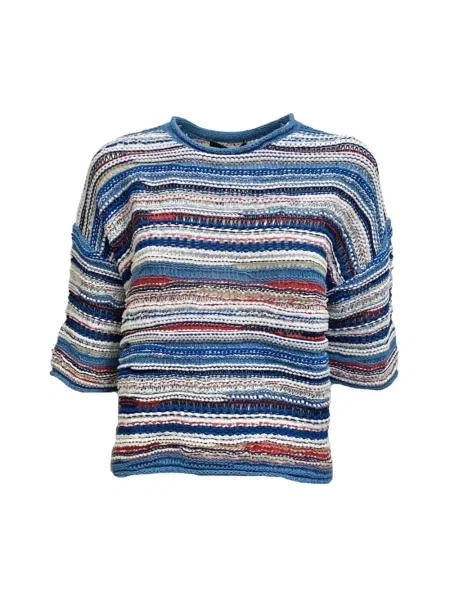 Sweter Oui z krótkim rękawem z cekinami biały
