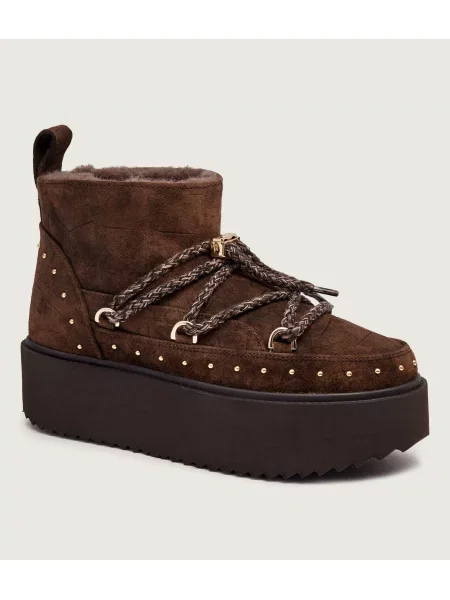 INUIKII Bocanci Croco Platform | piele întoarsă maro