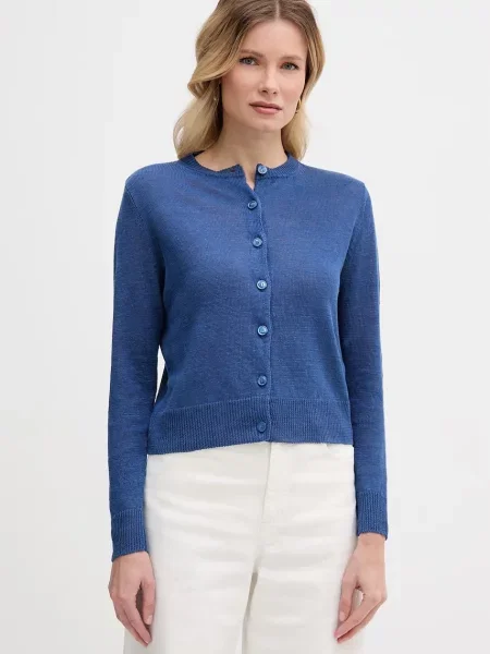 Weekend Max Mara kardigan lniany BADIA niebieski