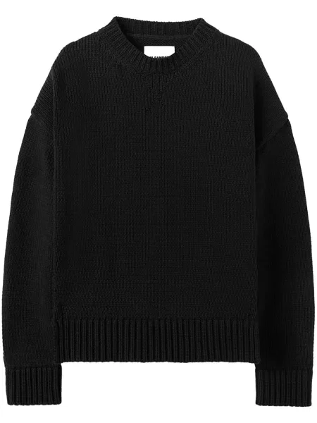 Pulover Jil Sander tricotate cu decolteu rotund negru