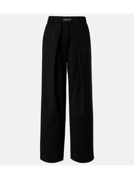 Pantaloni Loewe de lână cu autograf negru