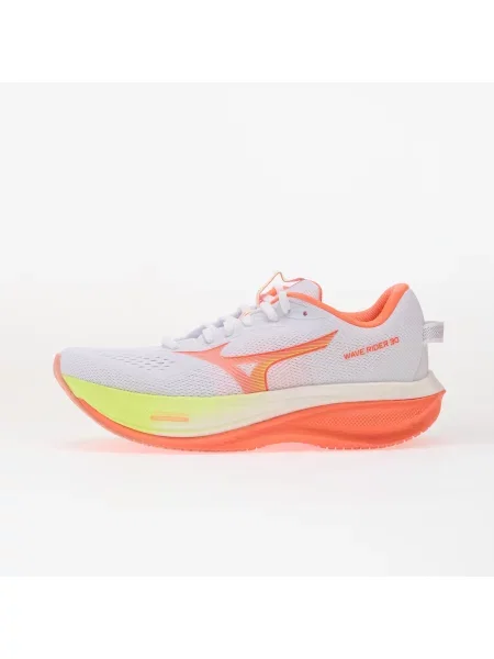 Sneakers Mizuno WAVE RIDER 30 White/ Flamingo Coral/ Lime Pulp EUR 37 alb