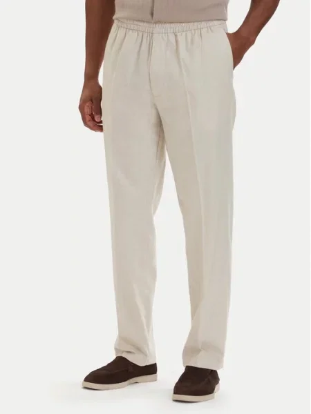 Calvin Klein Szövet nadrág Világos Straight Fit bézs